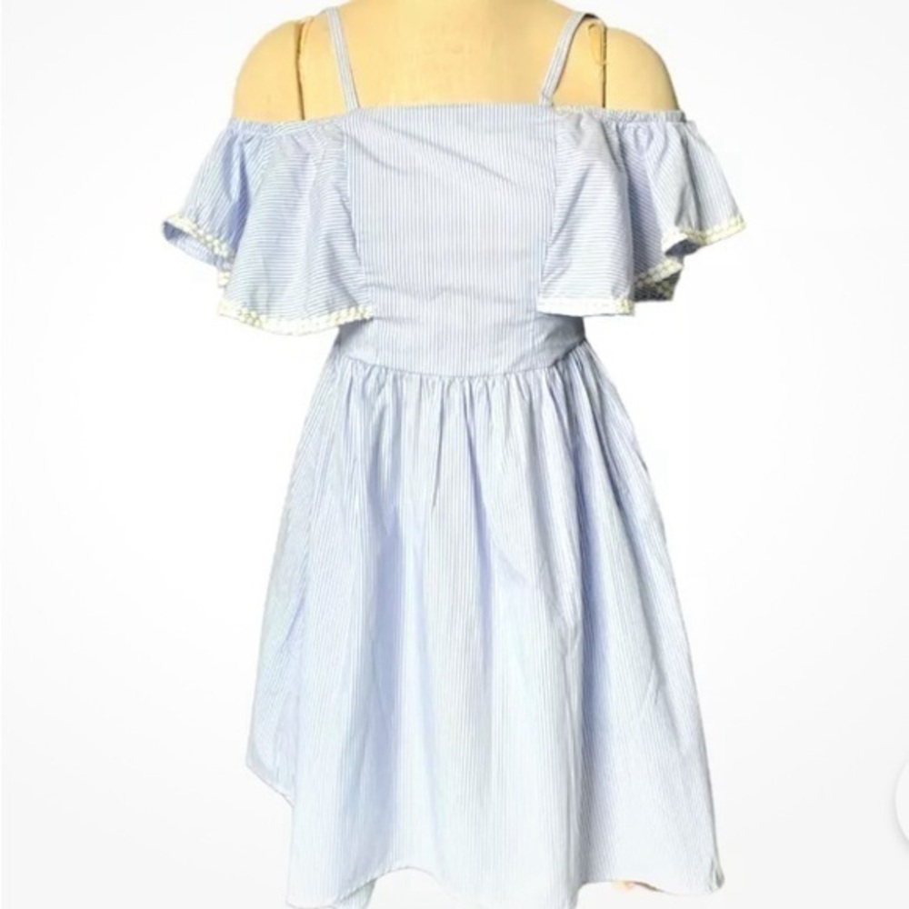 BCBGirls Blue and White Shirting Striped Dress Pinstripes Preppy Size 16